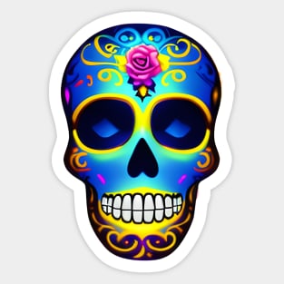 Retro Day of the Dead Skull Sticker